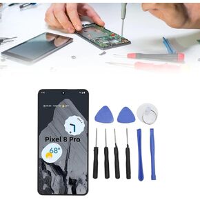 Screen Replacement Kit,AMOLED Display LCD with Fingerprint,6.7 Inch 1344x2992px Phone Digitizer Assembly with Repair Tools for Pixel 8 Pro GC3VE G1MNW