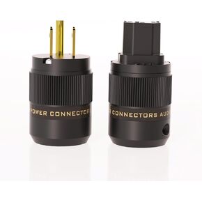 Preffair 1 Pair Brass Rhodium Plated Power Plug Hi-End US AC 3 Prong Male Power Plug IEC320 C15 Female Connector for Audio Grade Power Cables DIY HiFi Devices 10A/250V~15A/125V (P078TR/C078TR)