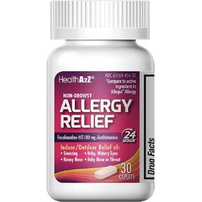 HealthA2Z® Allergy Relief | Fexofenadine Hydrochloride 180mg | 180 Caplets | Antihistamine | Non-Drowsy | 24-Hour Antihistamine for Allergy Relief | Indoor/Outdoor Relief