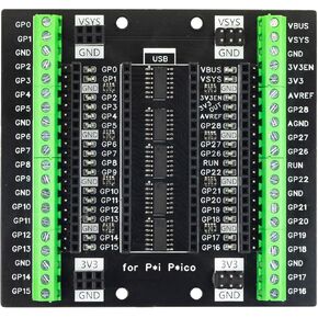 for Pi Pico LED Breakout Board 2.54mm Male Female Pin Header and Terminal for Raspberry Pi Pico/Pico H/Pico W (3.81mm Terminal, Black)