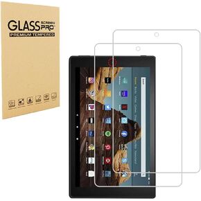 Designed for Amazon Fire HD 10 2019 Tablet 10.1 inch (9th and 7th Generation, 2019 and 2017 Release Tempered Glass Screen Protector 9H Anti Scratch HD Clear Bubble Free(2pcs)