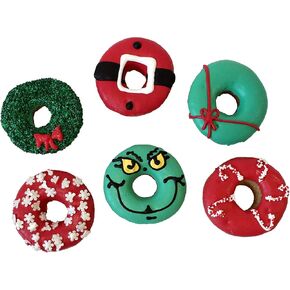 Christmas Donuts Dog Treats- Set of 6- Wreath, Santa, Present & More!
