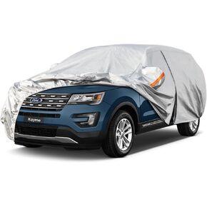 Kayme 6 Layers Car Cover Custom Fit for Toyota RAV4 (2006-2024), Waterproof All Weather for Automobiles,Rain Sun UV Protection.Silver