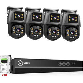 MOVOLS Dual-Lens PoE Security Camera 6MP Pan/Tilt PTZ 360 Camera Outdoor, Person/Vehicle Detect, Spotlight Siren, Color Night Vision(Can be Used Alone,or Work with NVR System Through onvif) in Saudi Arabia