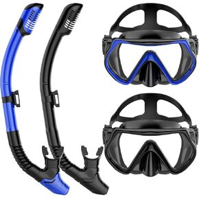 Snorkeling Gear for Adults, Dry-Top Snorkel Set Scuba Diving mask, Snorkel Mask, Panoramic Anti-Leak Anti-Fog Tempered Glass Lens, Swimming Training Snorkeling Packages