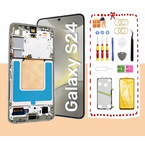 AMOLED Original Screen for Samsung Galaxy S24 LCD Screen Replacement for Samsung Galaxy S24 5G Touch Digitizer Display Screen Assembly with Frame S921U S921A 6.2 inch US Version (Marble Gray)