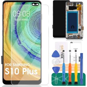 OLED for Samsung S10 Plus LCD for Samsung Galaxy S10 Plus SM-G975F Screen Replacement for Samsung Galaxy S10 Plus LCD Digitizer Touch Screen Replacement with Frame (Black)