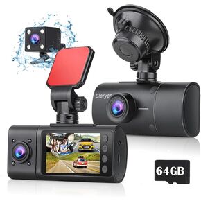 Dash Cam,3 Channel Dash Cam,2.5K/1440P Front Dashcam,Dash Camera for Cars,Dash Cam Front and rear Inside,Triple Car Camera Front and Back Loop Recording,Super Night Vision,24H Parking,Free64GB