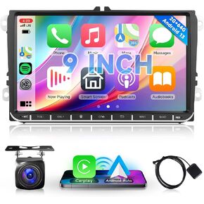 2G+64G Carplay Radio for VW Passat Jetta Tiguan Golf MK5 MK6 T5 EOS Polo, Rimoody Android 13 Car Stereo 9 Inch Touchscreen Android Auto GPS Navigation WiFi Bluetooth FM SWC Backup Camera