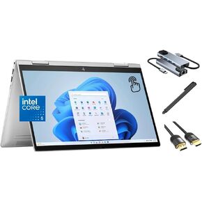 HP Envy x360 2-in-1 Touchscreen Laptop, 14" FHD, 10-Core Intel Core 5 120U (Beats i7-1255U), 8GB RAM, 512GB SSD, FP Reader, Backlit, WiFi 6E, Webcam, USB-C, 3-in-1 Bundle, Win 11