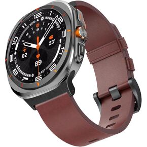 Horween Leather Band Compatible with Samsung Galaxy Watch Ultra 47mm (2024), Top Genuine Leather Adjustable Replacement Straps for Men Women