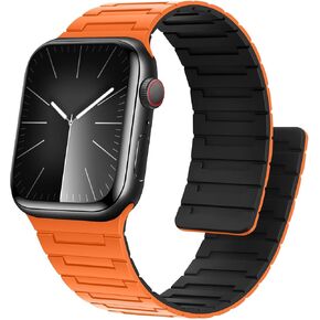 Magnetic Bands Compatible with Apple Watch Band 49/46/45/44/42/41/40/38mm Men Women Silicone Sport Wristband for iWatch Ultra2 SE Series 10 9 8 7 6 5 4 3 (42/44/45/46/49, Blue/Black)
