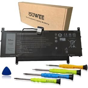 52Wh N7HT0 Laptop Battery Replacement for Dell Latitude 9510 9520 / Latitude 9520 2-in-1 P94F P95F P95F001 P94F001 TVKGH V5K68 N2NLL 08NFC7 N2NLL N7HTO 0PKW00 089GNG 0HYMNG 7.6V 6500mAh 4-Cell