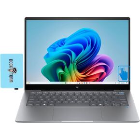 HP OmniBook X Home & Business Laptop (Snapdragon X Elite X1E-78-100 12-Core, 16GB LPDDR5X 8448MHz RAM, 1TB SSD, Qualcomm Adreno, 14.0" 60 Hz Touch 2240x1400, WiFi, Win 11 Home) with Dockztorm Hub