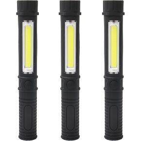 3Pcs LED Magnetic Worklight,Bulk Portable COB Inspection Lamp Trouble Light for Mechanic,BBQ,Car,Camping,Emergency (Black,Batteries NOT Included)
