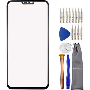 قطعة بديلة للشاشة الزجاجية من Sunways لجهاز LG V40 ThinQ V405UA V405QA7 V405TAB V405UA0 LM-V405 LM-V409N V405 أسود in Kuwait