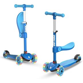 Gotrax KS3 Kids Kick Scooter, LED Lighted Wheels, Adjustable Handlebars and Removable Seat, Lean-to-Steer & Widen Anti-Slip Deck, 3 Wheel Scooter for Kids Ages 2-8 and up to 100 Lbs (DarkViolet)