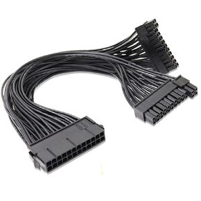 24Pin PSU Power Supply, Dual 24pin(20+4) Extension Cable for ATX Motherboard, Female to 2 Male PSU Power Supply Extension Cable Double Power Synchronous Startup Cable-32cm