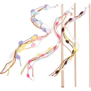 LOGOFUN Cat Teaser Toys Interactive Cats Teaser Feather Wand Rainbow Ribbon Pet Accessories for Cat Kitten Having Fun Exerciser Playing