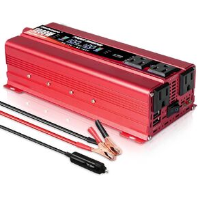 1500W/3000W(Peak) Power Inverter DC 24V to 110V AC Converter with Dual AC Outlets and Dual 3.1A USB Car Charger Adapter for Home Truck Outdoor RV Camping