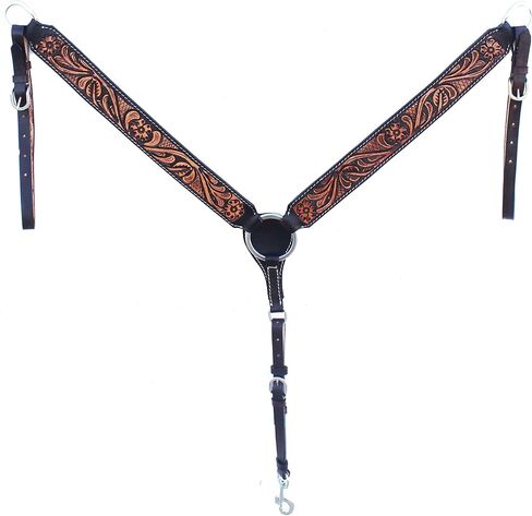 CHALLENGER Horse Western Floral Tooled Laced Browband Tack Set Bridle Headstall Breast Collar 78HR01B in Saudi Arabia