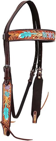CHALLENGER Horse Western Floral Tooled Laced Browband Tack Set Bridle Headstall Breast Collar 78HR01B in Saudi Arabia