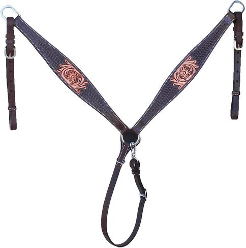 CHALLENGER Horse Western Floral Tooled Laced Browband Tack Set Bridle Headstall Breast Collar 78HR01B in Saudi Arabia