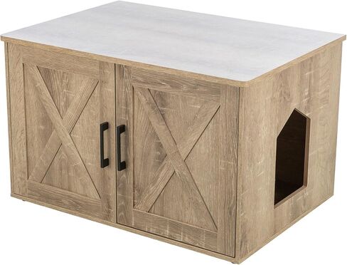 TRIXIE XL Furniture Litter Box Enclosure (Espresso Brown), Hidden Litter Box for Cats with Openings on Either Ends & Large Ventilations Slots, Double Doors for Easy Cleaning, Removable Divider in Kuwait