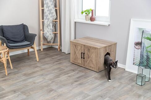 TRIXIE XL Furniture Litter Box Enclosure (Espresso Brown), Hidden Litter Box for Cats with Openings on Either Ends & Large Ventilations Slots, Double Doors for Easy Cleaning, Removable Divider in Kuwait