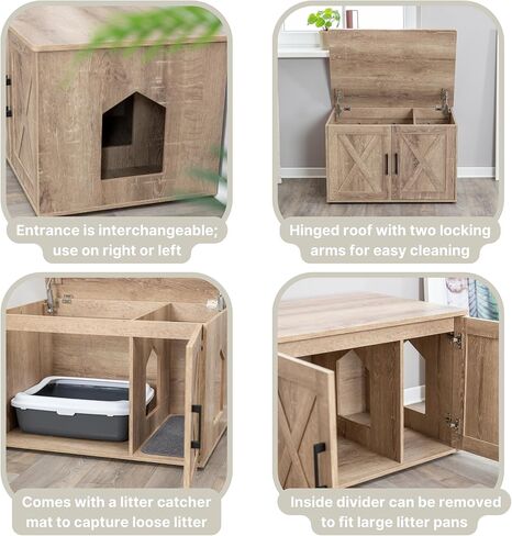 TRIXIE XL Furniture Litter Box Enclosure (Espresso Brown), Hidden Litter Box for Cats with Openings on Either Ends & Large Ventilations Slots, Double Doors for Easy Cleaning, Removable Divider in Kuwait