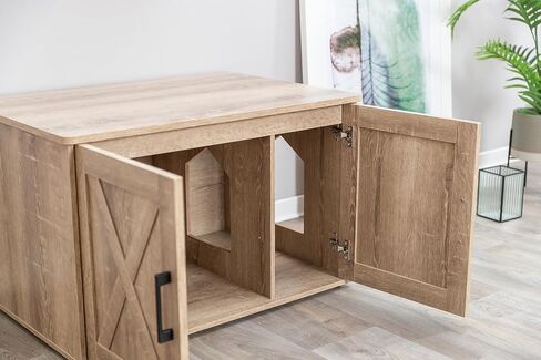 TRIXIE XL Furniture Litter Box Enclosure (Espresso Brown), Hidden Litter Box for Cats with Openings on Either Ends & Large Ventilations Slots, Double Doors for Easy Cleaning, Removable Divider in Kuwait