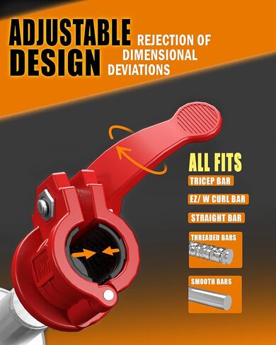 مشابك أثقال مقاس 5 سم - قطعتان من مشابك الأثقال القابلة للتعديل ومشابك رفع الأثقال سريعة الفك وأطواق الأثقال الأولمبية (أسود 1.8-2 بوصة) in Kuwait