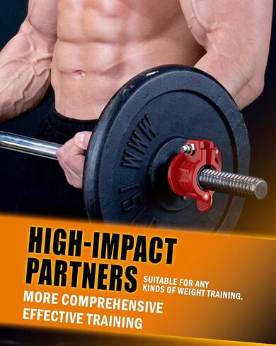 مشابك أثقال مقاس 5 سم - قطعتان من مشابك الأثقال القابلة للتعديل ومشابك رفع الأثقال سريعة الفك وأطواق الأثقال الأولمبية (أسود 1.8-2 بوصة) in Kuwait