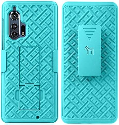 Case with Clip for Motorola Edge Plus, Nakedcellphone [Black Tread] Kickstand Cover with [Rotating/Ratchet] Belt Hip Holster Combo for Moto Edge+ (2020, XT2061) in Saudi Arabia