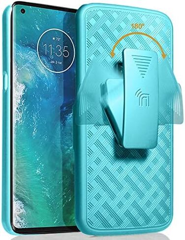 Case with Clip for Motorola Edge Plus, Nakedcellphone [Black Tread] Kickstand Cover with [Rotating/Ratchet] Belt Hip Holster Combo for Moto Edge+ (2020, XT2061) in Saudi Arabia