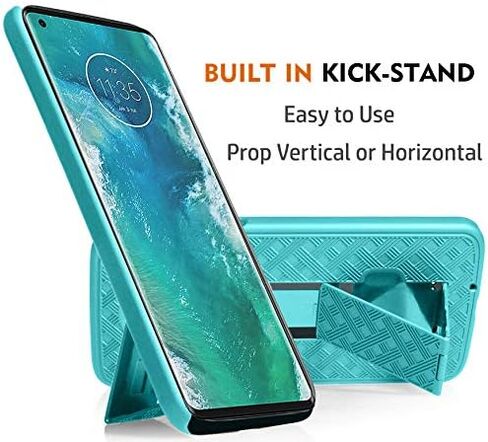 Case with Clip for Motorola Edge Plus, Nakedcellphone [Black Tread] Kickstand Cover with [Rotating/Ratchet] Belt Hip Holster Combo for Moto Edge+ (2020, XT2061) in Saudi Arabia