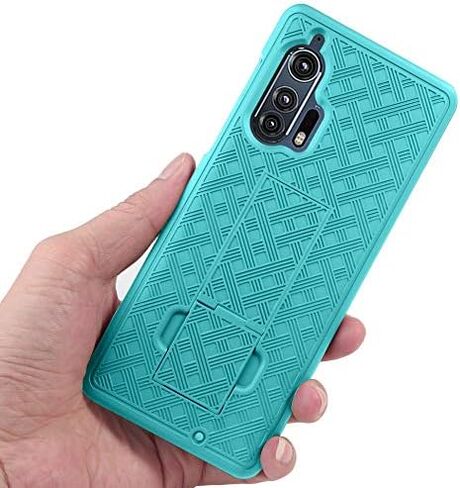 Case with Clip for Motorola Edge Plus, Nakedcellphone [Black Tread] Kickstand Cover with [Rotating/Ratchet] Belt Hip Holster Combo for Moto Edge+ (2020, XT2061) in Saudi Arabia