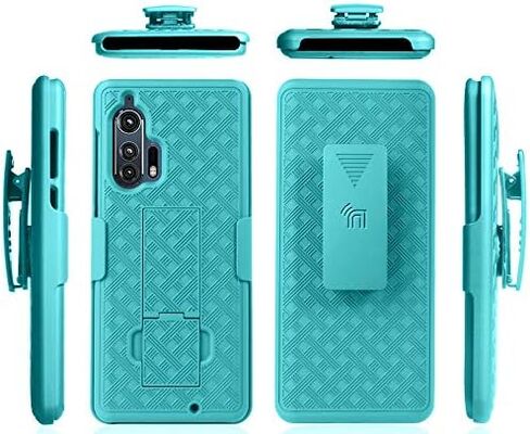 Case with Clip for Motorola Edge Plus, Nakedcellphone [Black Tread] Kickstand Cover with [Rotating/Ratchet] Belt Hip Holster Combo for Moto Edge+ (2020, XT2061) in Saudi Arabia