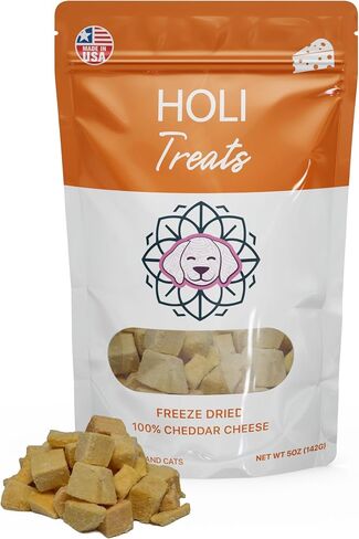 HOLI Freeze Dried Cheddar Cheese Dog Treats - 100% All Natural - Human Grade, Single Ingredient, Lactose Free - Grain Free, Gluten Free, Soy Free – (10 Ounce) in Kuwait