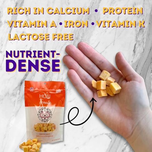 HOLI Freeze Dried Cheddar Cheese Dog Treats - 100% All Natural - Human Grade, Single Ingredient, Lactose Free - Grain Free, Gluten Free, Soy Free – (10 Ounce) in Kuwait