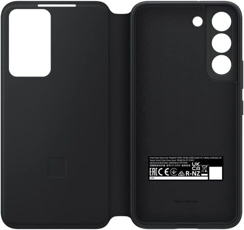 SAMSUNG Galaxy S22 S-View Flip Cover, Protective Phone Case, Tap Control, Cutting Edge Design, US Version, Black, Includes Type C Charging Cable and Cleaning Cloth in Saudi Arabia