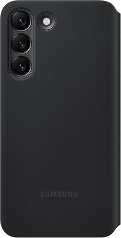 SAMSUNG Galaxy S22 S-View Flip Cover, Protective Phone Case, Tap Control, Cutting Edge Design, US Version, Black, Includes Type C Charging Cable and Cleaning Cloth in Saudi Arabia