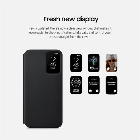 SAMSUNG Galaxy S22 S-View Flip Cover, Protective Phone Case, Tap Control, Cutting Edge Design, US Version, Black, Includes Type C Charging Cable and Cleaning Cloth in Saudi Arabia