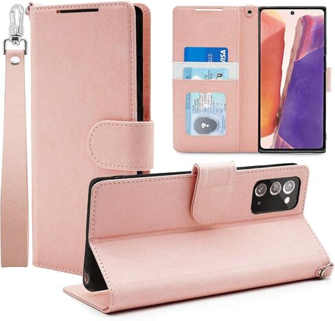 DOUBLE-N for Galaxy Note 20 Ultra Case, Premium PU Leather Note 20 Ultra 5G Wallet Case, Flip Folio Cover with Wrist Strap Card Holder Kickstand for Samsung Galaxy Note 20 Ultra (Black) in Saudi Arabia