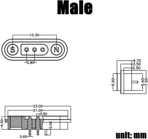 1Pair 2P/3P/4P/5P/6P/7P/8P/9P/10P/12Pin Magnetic Pogo Pin Connector,DC Power Male+Female Socket Charge Spring Loaded Magnet Pogo Pin Connector Single and Double Row DC Power Charging Connector (3Pin) in Saudi Arabia