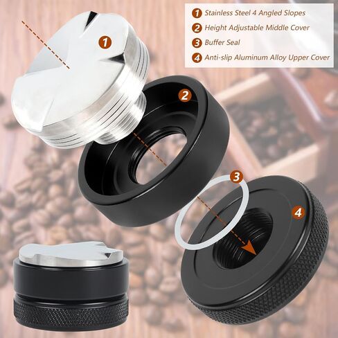 51mm Adjustable Espresso Coffee Distributor,Espresso Distribution Tool with 4 Angled Slopes Fits 51mm Bottomless Portafilter in Kuwait
