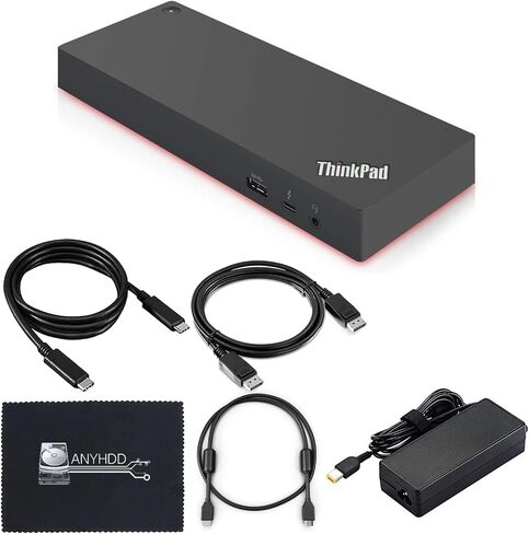 Dock Bundle Gen 2 135W (40AN0135) Dual UHD 4K Display with 135W Power Adapter + HDMI Cable + DisplayPort Cable + USB-C Cable + Microfiber Cloth Included in Saudi Arabia