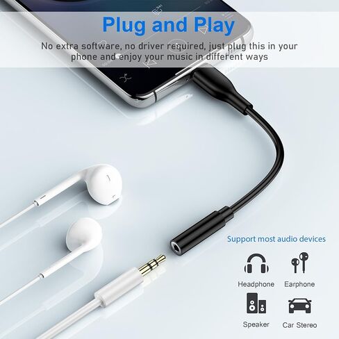 USB C to 3.5mm Headphone Adapter for Samsung Galaxy S24 Ultra A16 5G A15 A54 A35 S23FE S22,Type C to Audio Aux Jack Adapter Dongle Cord for iPhone 16/16 Pro/16 Pro Max/16 Plus/15,Pixel 9 Pro XL 8A 7 6 in Kuwait
