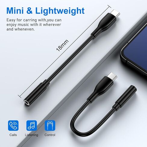 USB C to 3.5mm Headphone Adapter for Samsung Galaxy S24 Ultra A16 5G A15 A54 A35 S23FE S22,Type C to Audio Aux Jack Adapter Dongle Cord for iPhone 16/16 Pro/16 Pro Max/16 Plus/15,Pixel 9 Pro XL 8A 7 6 in Kuwait