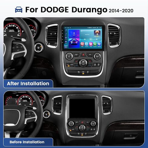 ستيريو سيارة لدودج دورانجو 2014-2020 مع Apple Carplay Android Auto، 2+64 جيجابايت أندرويد 13 9 بوصة شاشة تعمل باللمس راديو السيارة GPS واي فاي HiFi BT RDS راديو مرآة رابط EQ كاميرا احتياطية ميكروفون in Saudi Arabia